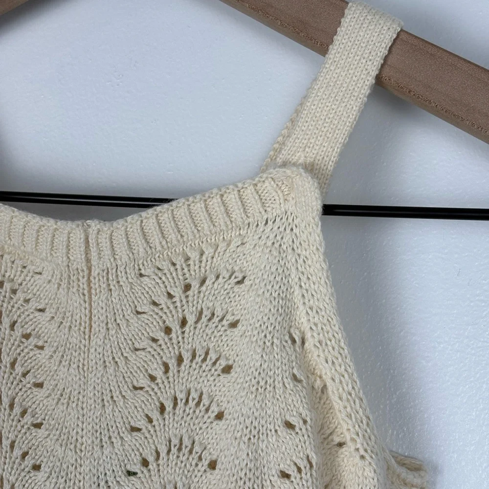 Baby GAP Crochet Sweater Knit Vanilla Cream Boho Indie Vintage-inspired Romper - Picture 4 of 13